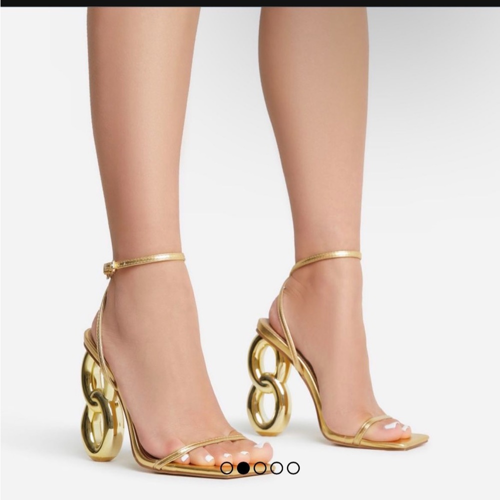 Gold strapped heels